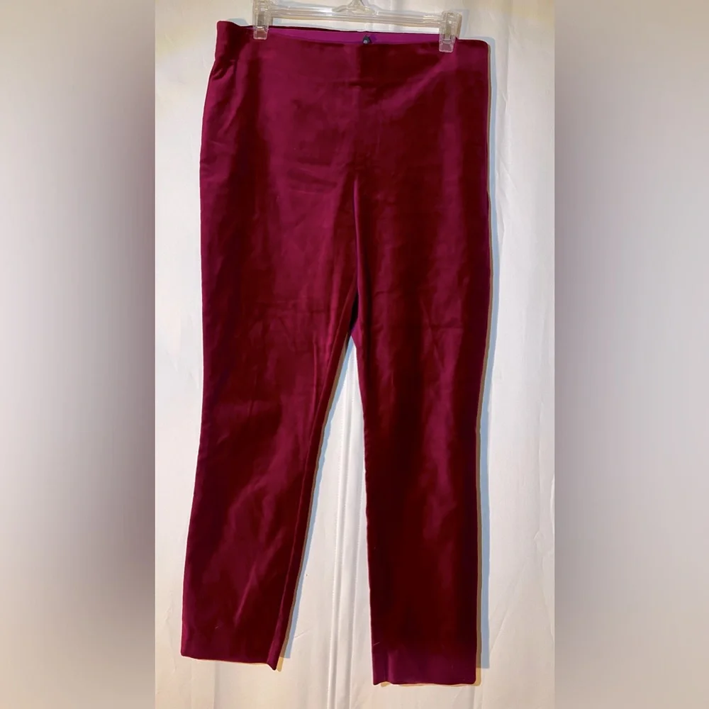 Ralph Lauren Velvet/Velour Red Crop Pants size 10 - Picture 3 of 8